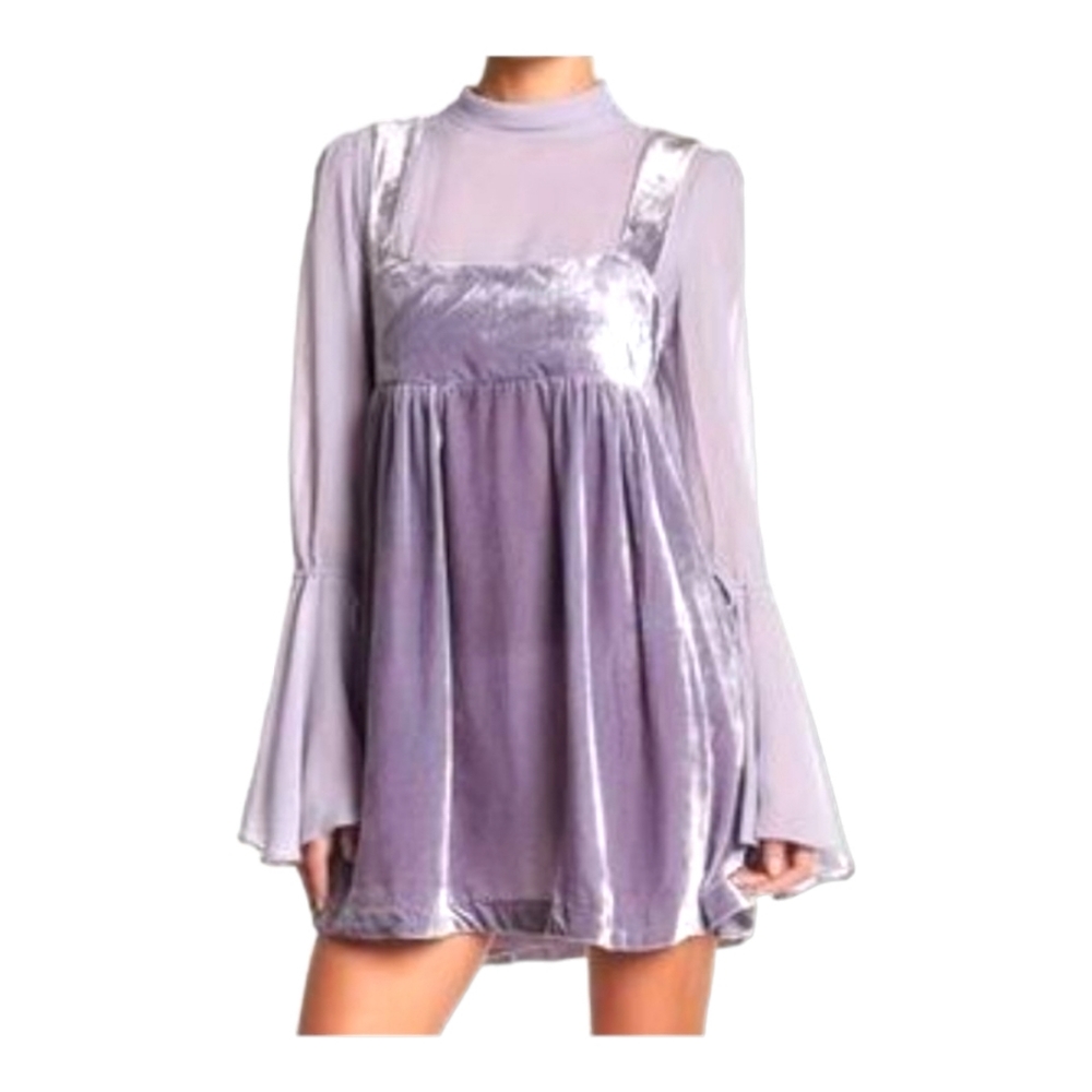 Free People Lavender Velvet Mini Dress